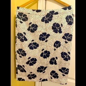Boden Size 12 Straight Skirt, white and navy